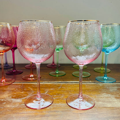 Rainbow Hammered Wine Glass- Set of 2