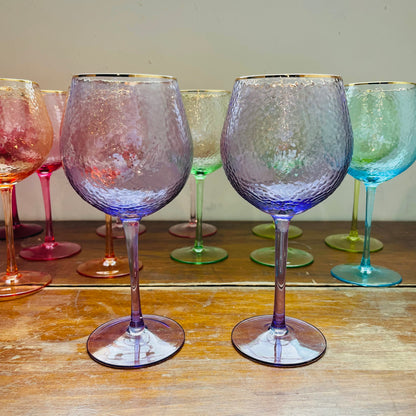 Rainbow Hammered Wine Glass- Set of 2