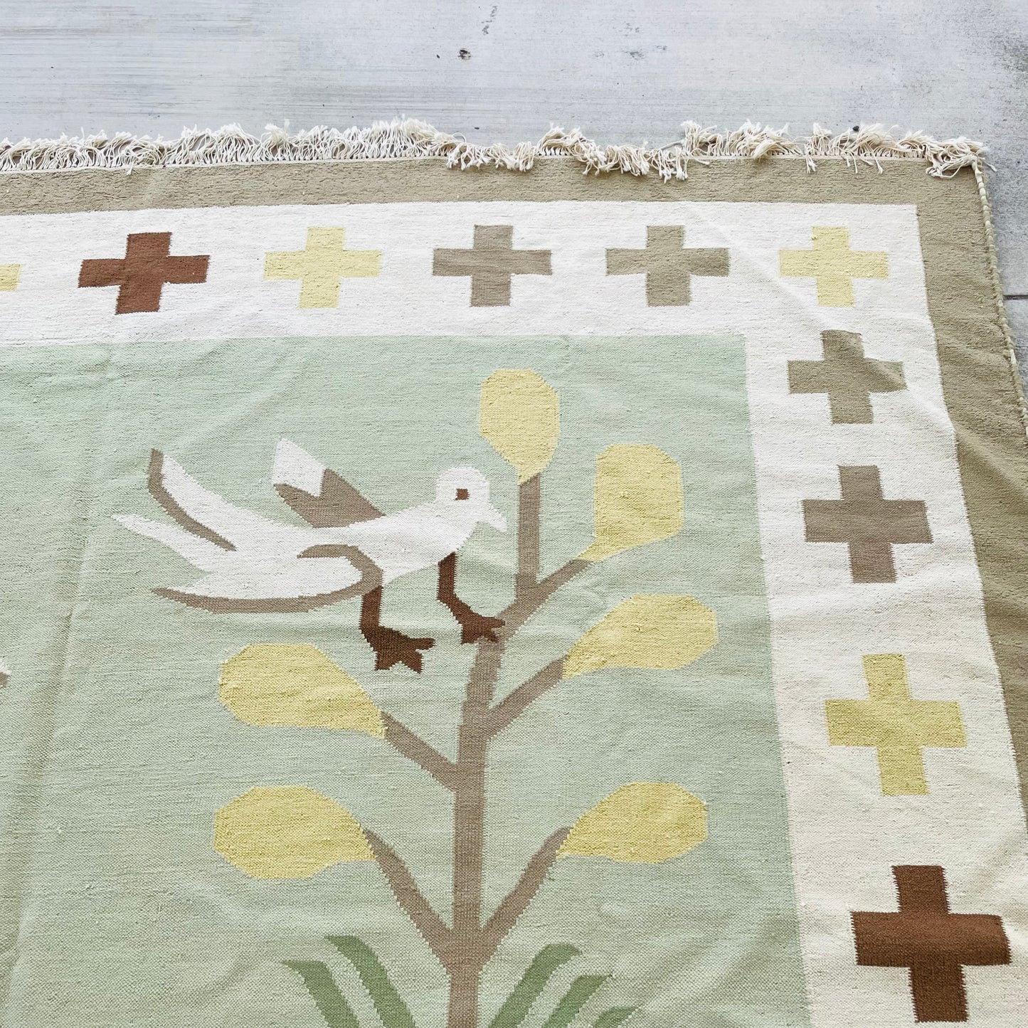 Animal Motif Kilim Flatweave 9'x13' Rug- Vintage