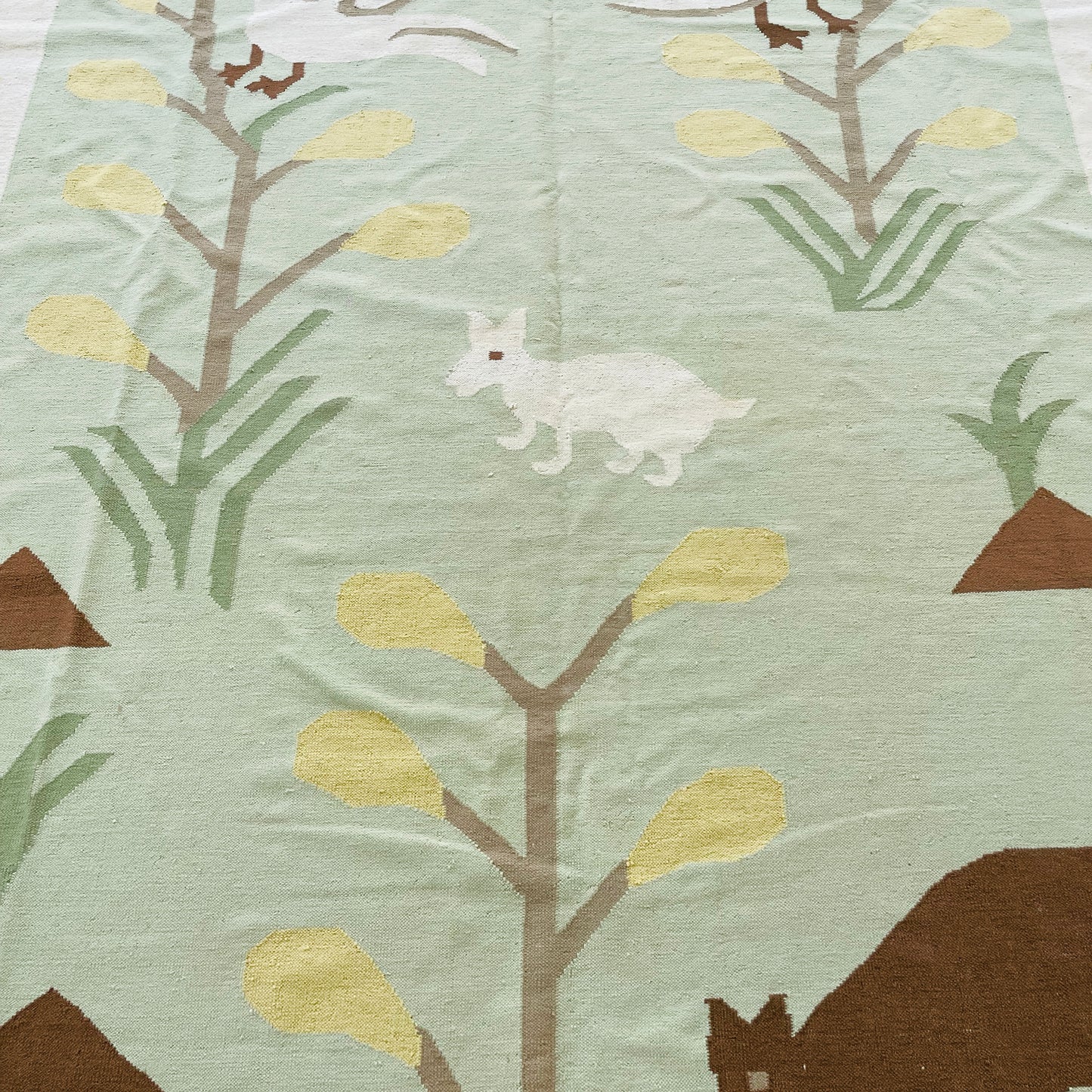 Animal Motif Kilim Flatweave 9'x13' Rug- Vintage