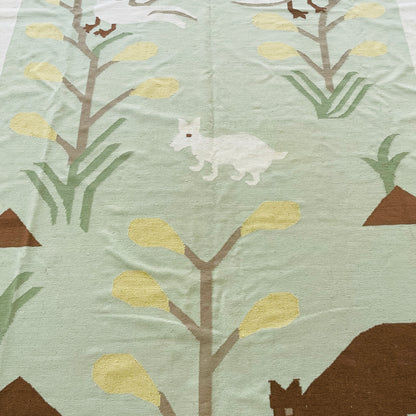 Animal Motif Kilim Flatweave 9'x13' Rug- Vintage