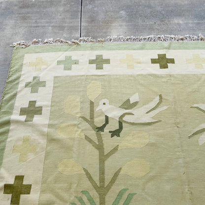 Animal Motif Kilim Flatweave 9'x13' Rug- Vintage