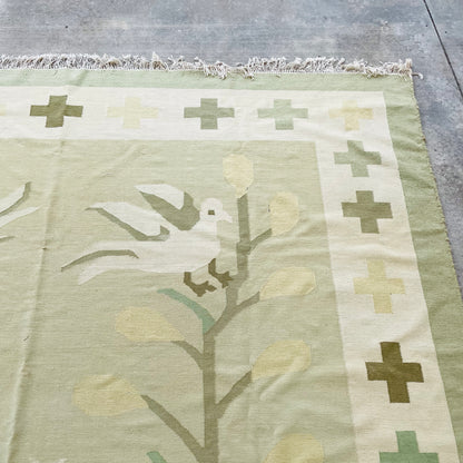 Animal Motif Kilim Flatweave 9'x13' Rug- Vintage
