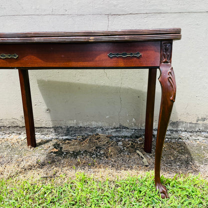 Queen Anne Flip Top Mahogany Game Table- Antique