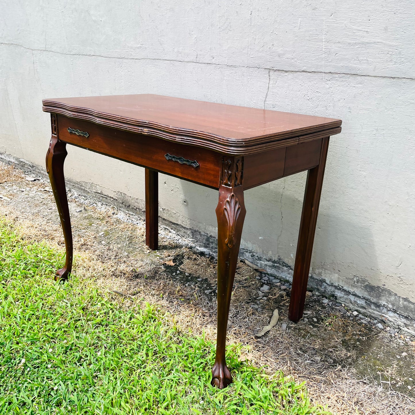 Queen Anne Flip Top Mahogany Game Table- Antique