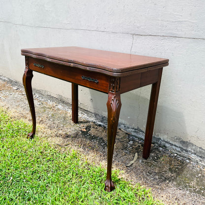 Queen Anne Flip Top Mahogany Game Table- Antique