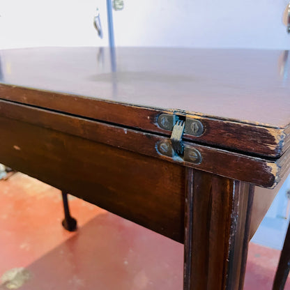 Queen Anne Flip Top Mahogany Game Table- Antique