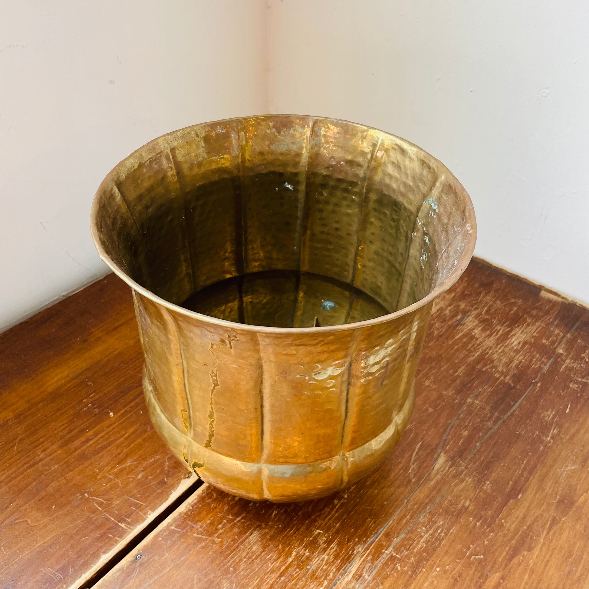 vintage brass planter pot Brass Planter- Vintage Fluted
