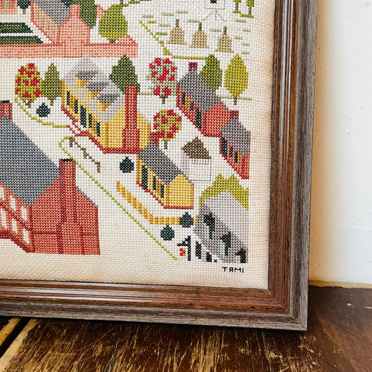 Framed Cross-Stitch of the Governor's Palace- Vintage