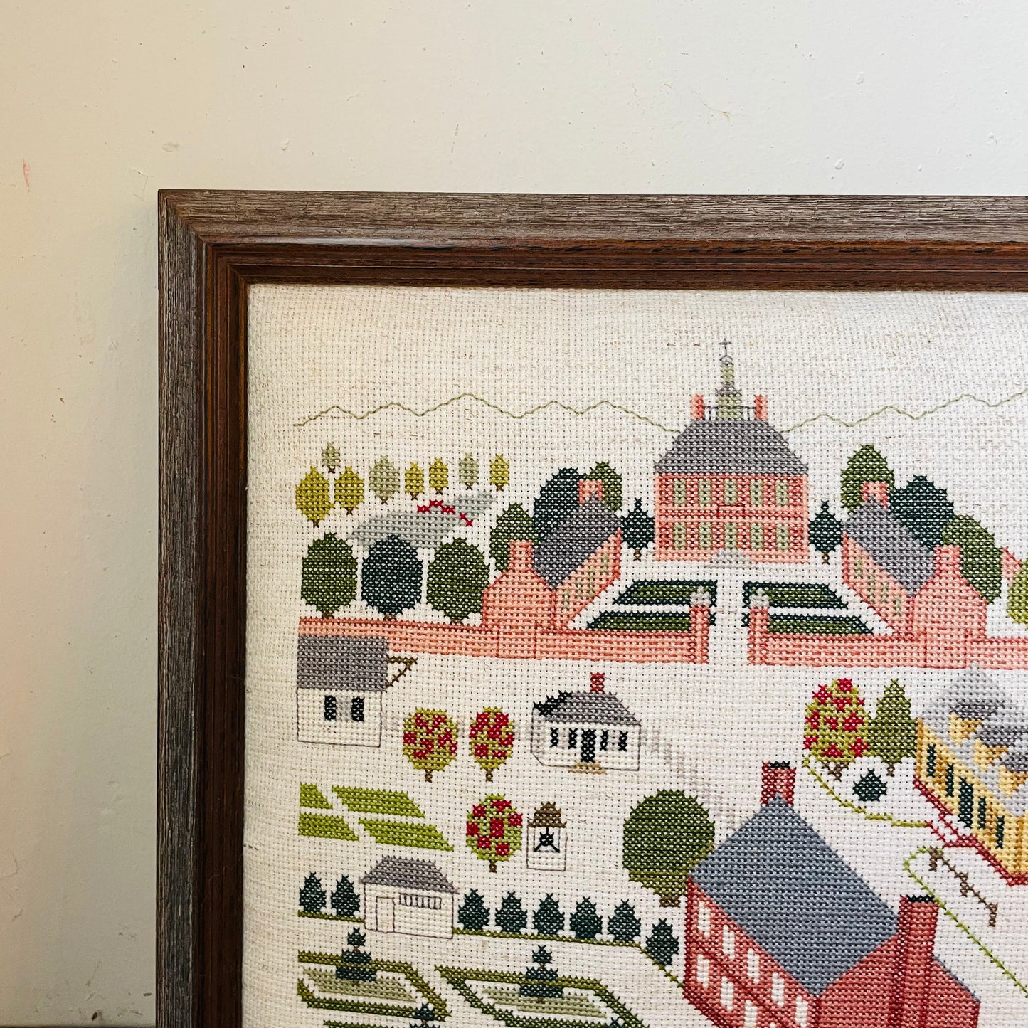 Framed Cross-Stitch of the Governor's Palace- Vintage