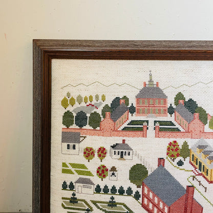 Framed Cross-Stitch of the Governor's Palace- Vintage