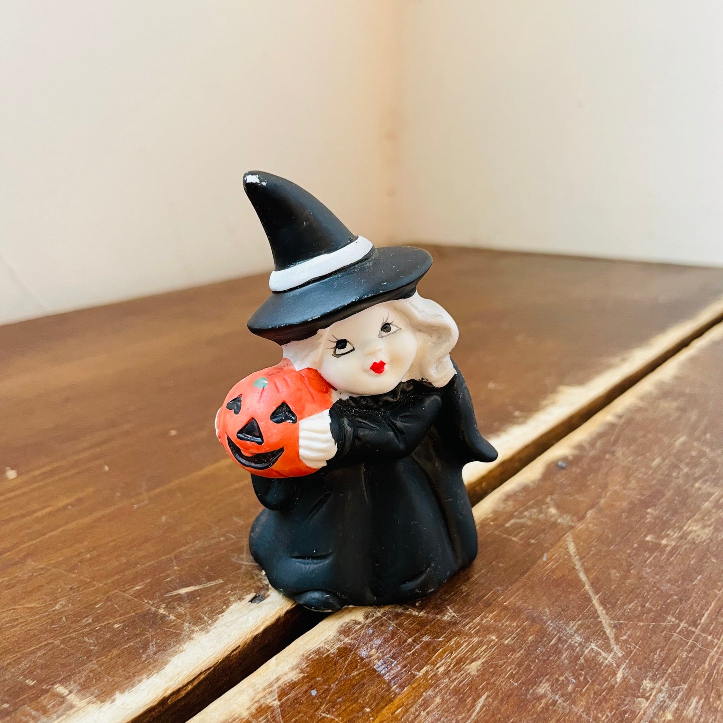 Bold Lip Witch with Her Jack-o-Lantern- Vintage