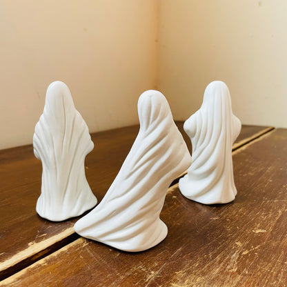 Trio of Tearful Ceramic Ghosts- Vintage