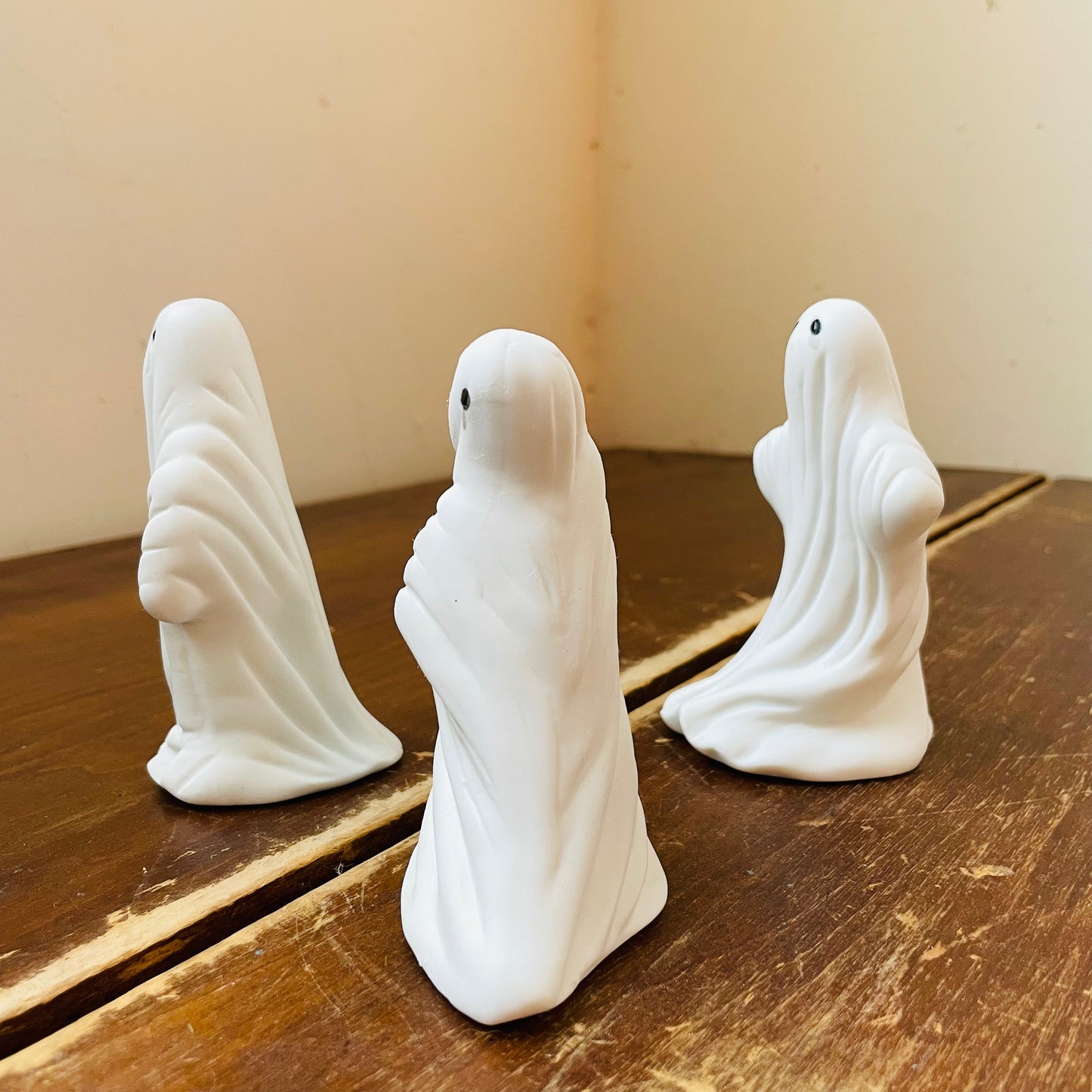 Trio of Tearful Ceramic Ghosts- Vintage