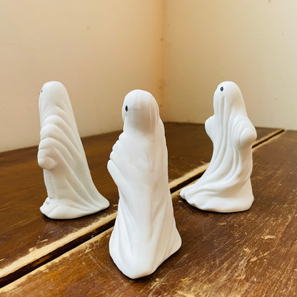 Trio of Tearful Ceramic Ghosts- Vintage