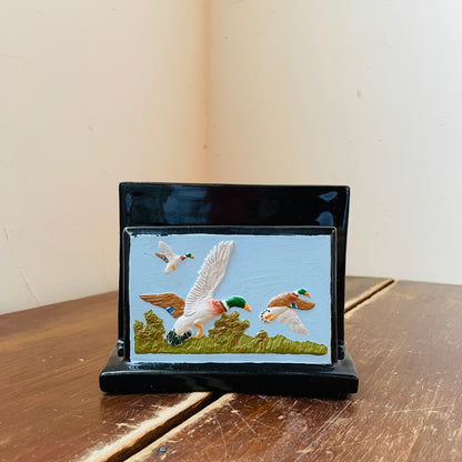 Hand-Painted Mallard Ceramic Napkin Holder- Vintage