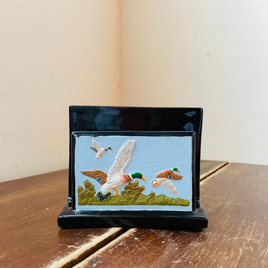 Hand-Painted Mallard Ceramic Napkin Holder- Vintage