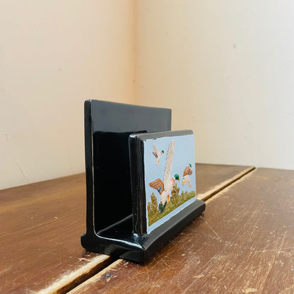 Hand-Painted Mallard Ceramic Napkin Holder- Vintage