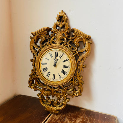 1980's Burwood Gold Wall Clock- Vintage