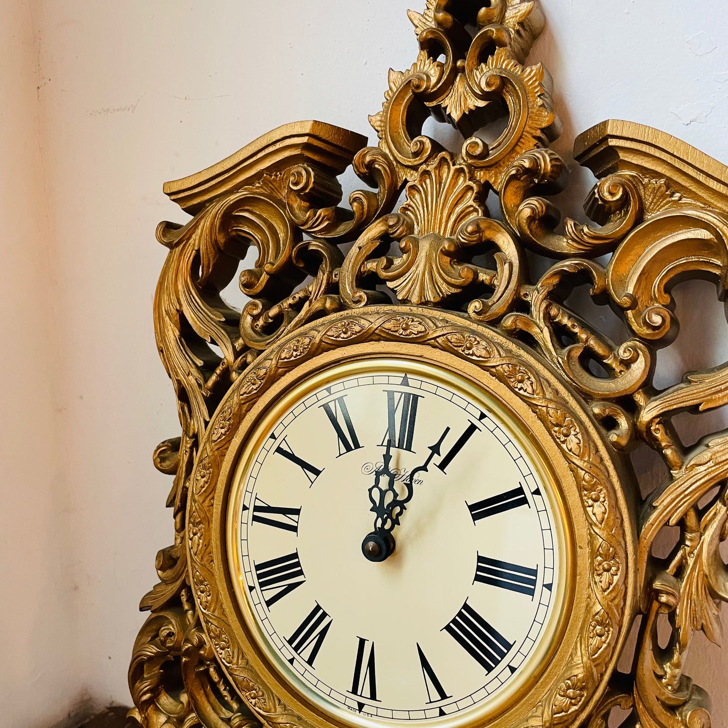 1980's Burwood Gold Wall Clock- Vintage