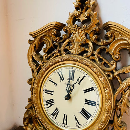 1980's Burwood Gold Wall Clock- Vintage