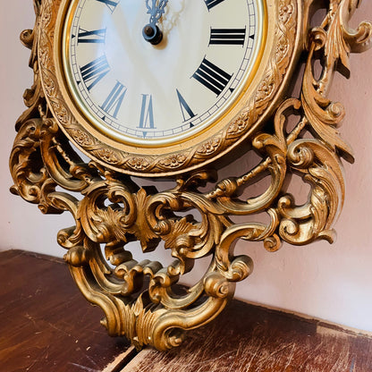 1980's Burwood Gold Wall Clock- Vintage