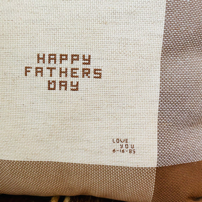 "Happy Father's Day" Whitetail Deer Cross-Stitch Pillow- Vintage