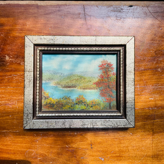 Framed River Oil Painting- Vintage