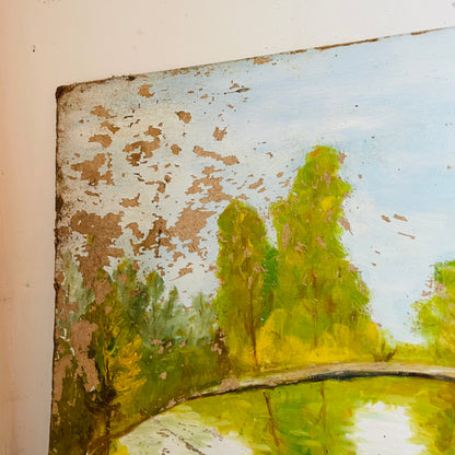 Chippy Original Painting of Trees on a Pond- Vintage