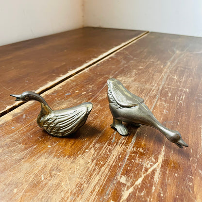 Set of Two Small Brass Geese- Vintage