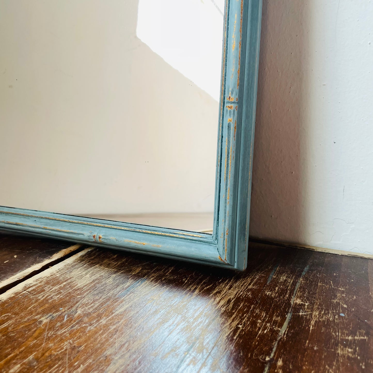 Transart Industries Blue Faux Bamboo Mirror- Vintage
