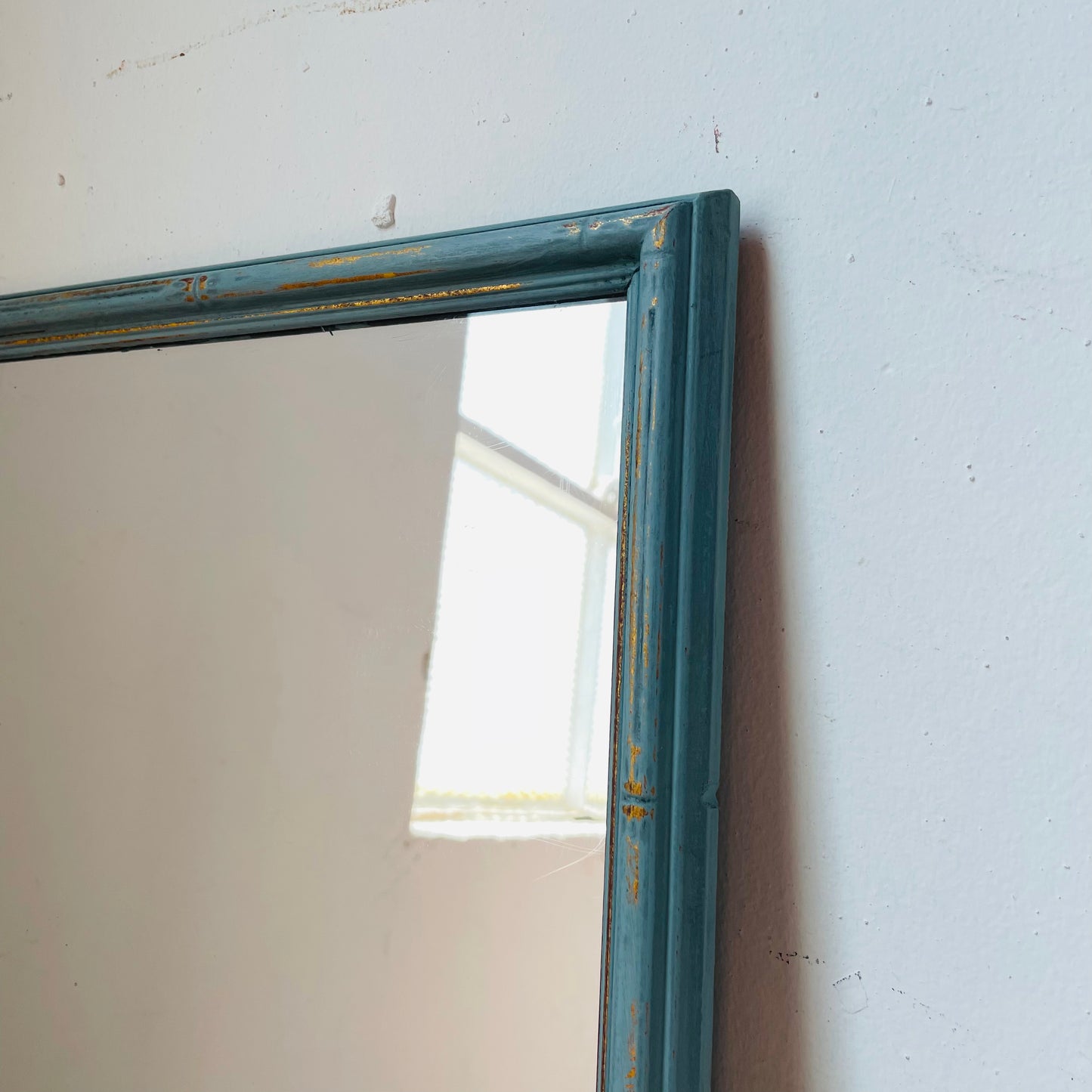 Transart Industries Blue Faux Bamboo Mirror- Vintage