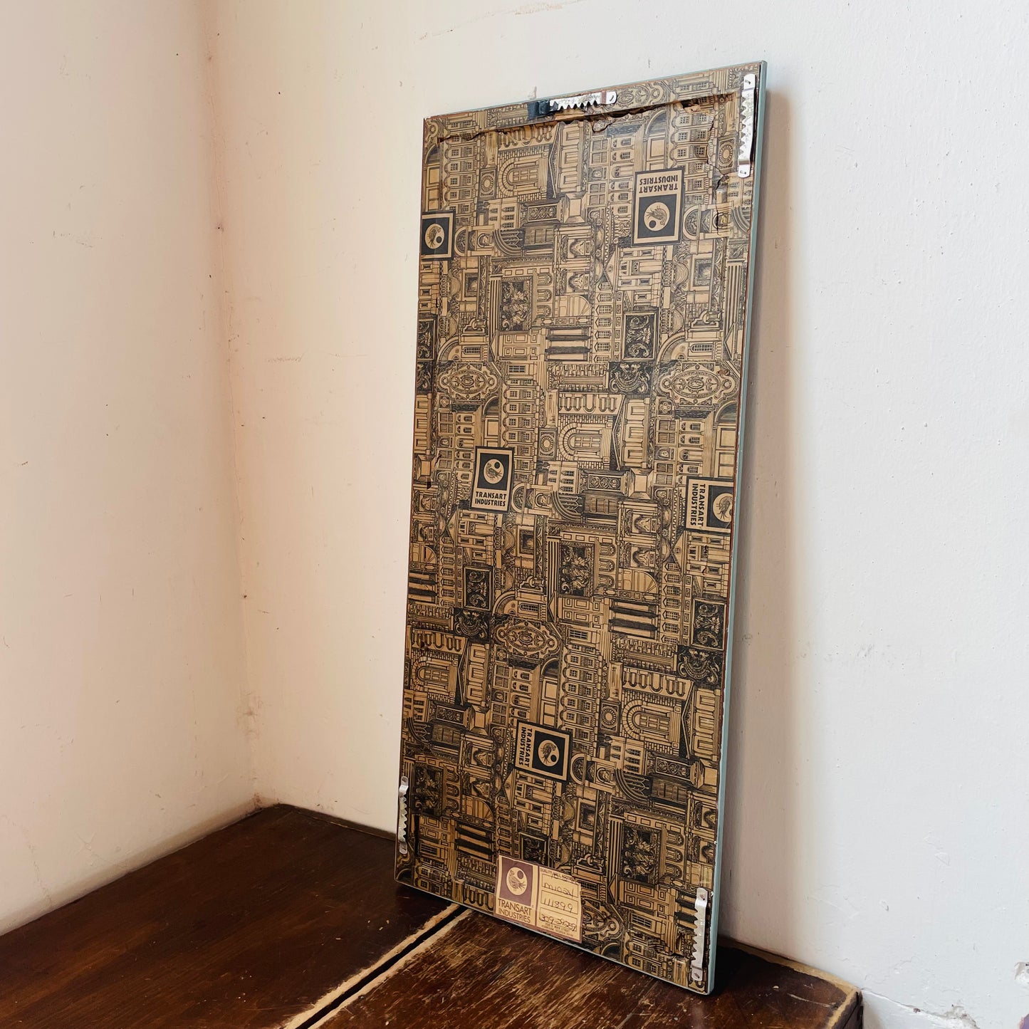 Transart Industries Blue Faux Bamboo Mirror- Vintage