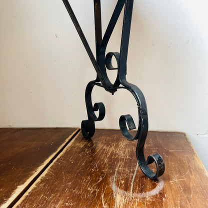 Spanish Styled Scroll Wrought Iron Bench with Needlepoint Cushion- Vintage