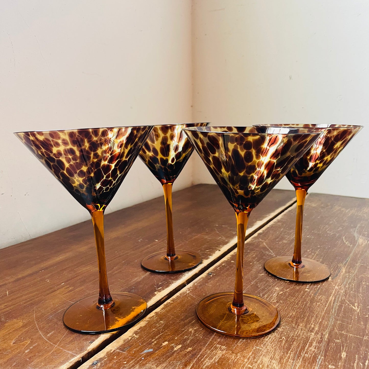Tortoise Print Martini Glass Set of 4