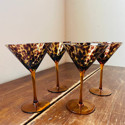 Tortoise Print Martini Glass Set of 4
