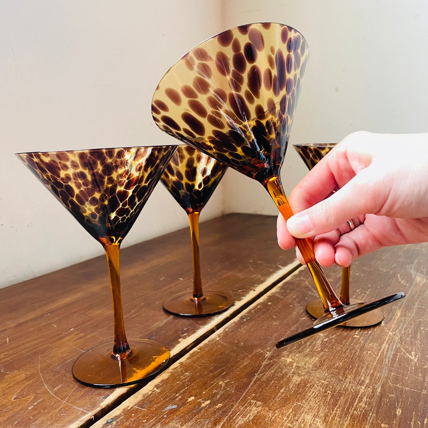 Tortoise Print Martini Glass Set of 4