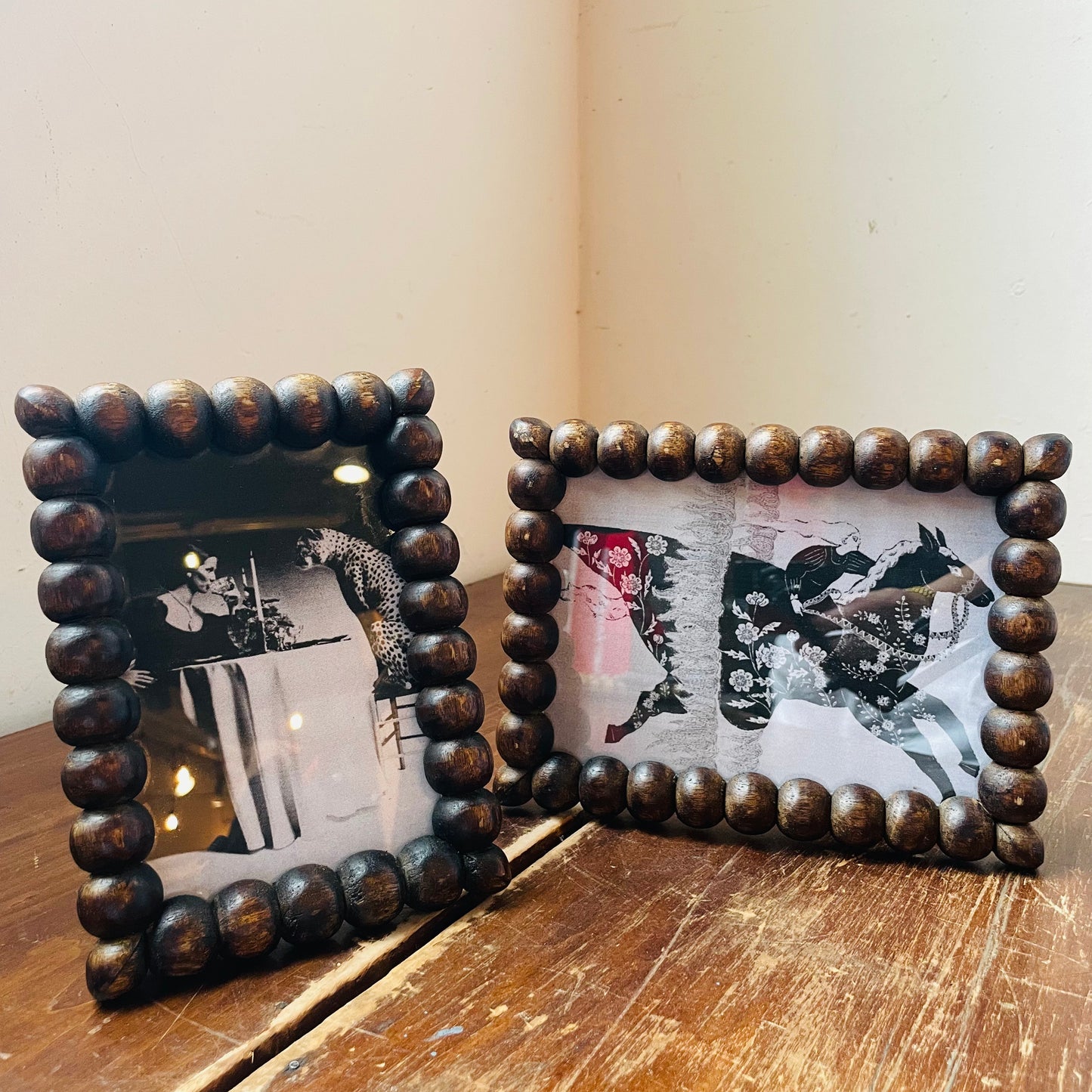 Hand-Carved Bobbin Wooden Frame