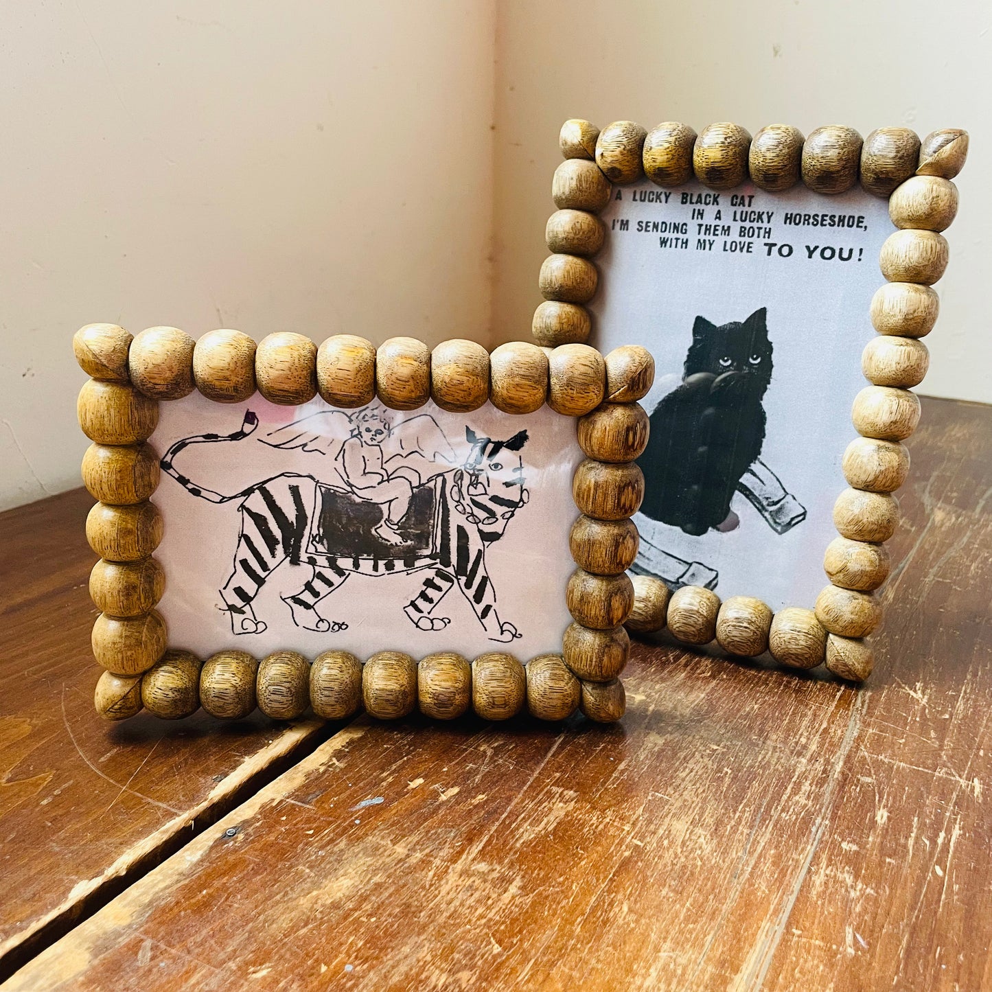 Hand-Carved Bobbin Wooden Frame