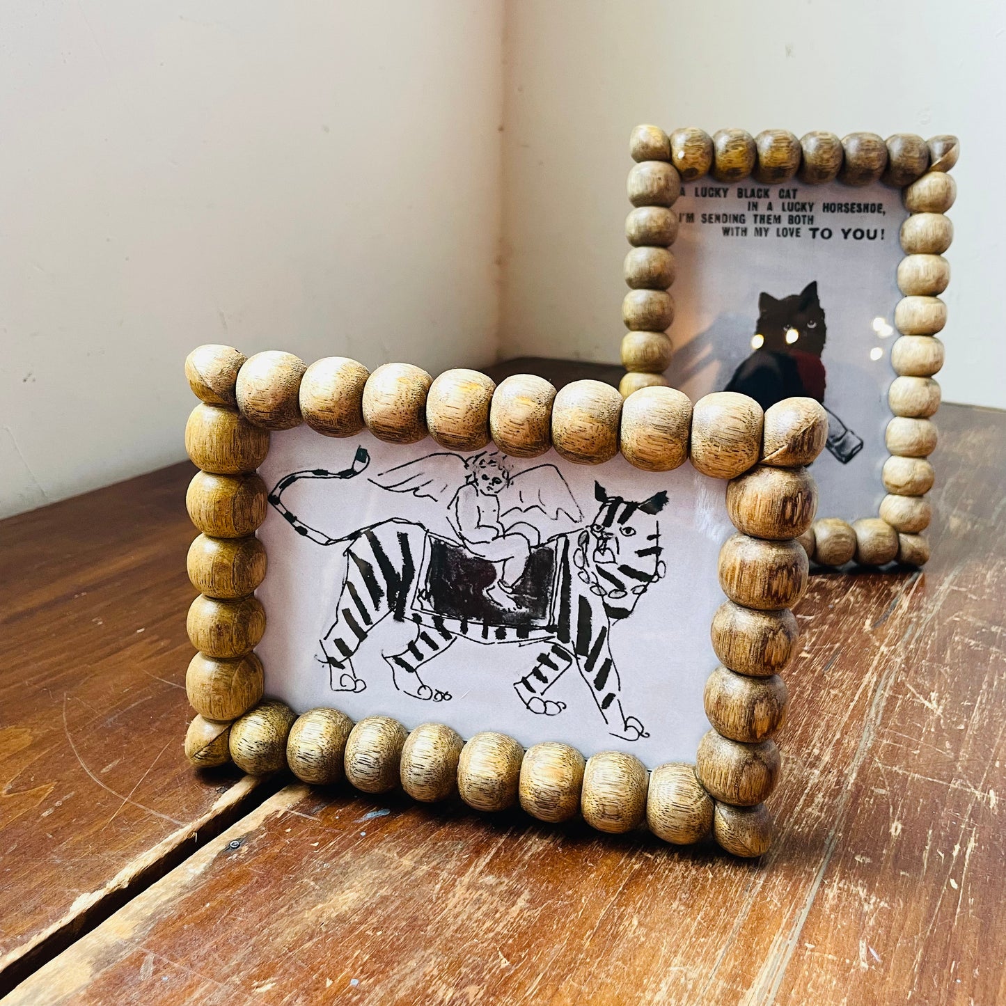 Hand-Carved Bobbin Wooden Frame