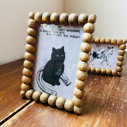 Hand-Carved Bobbin Wooden Frame