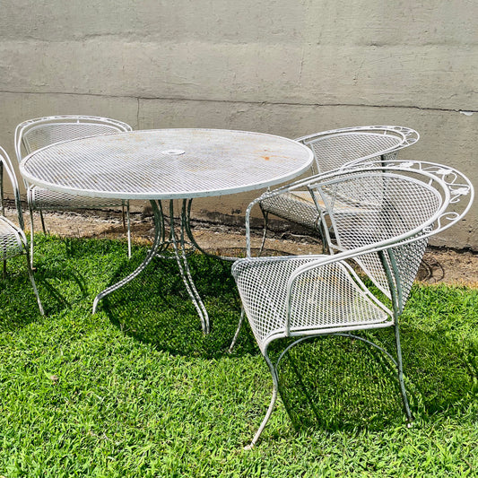 Meadowcraft White Wrought Iron Patio Set- Vintage