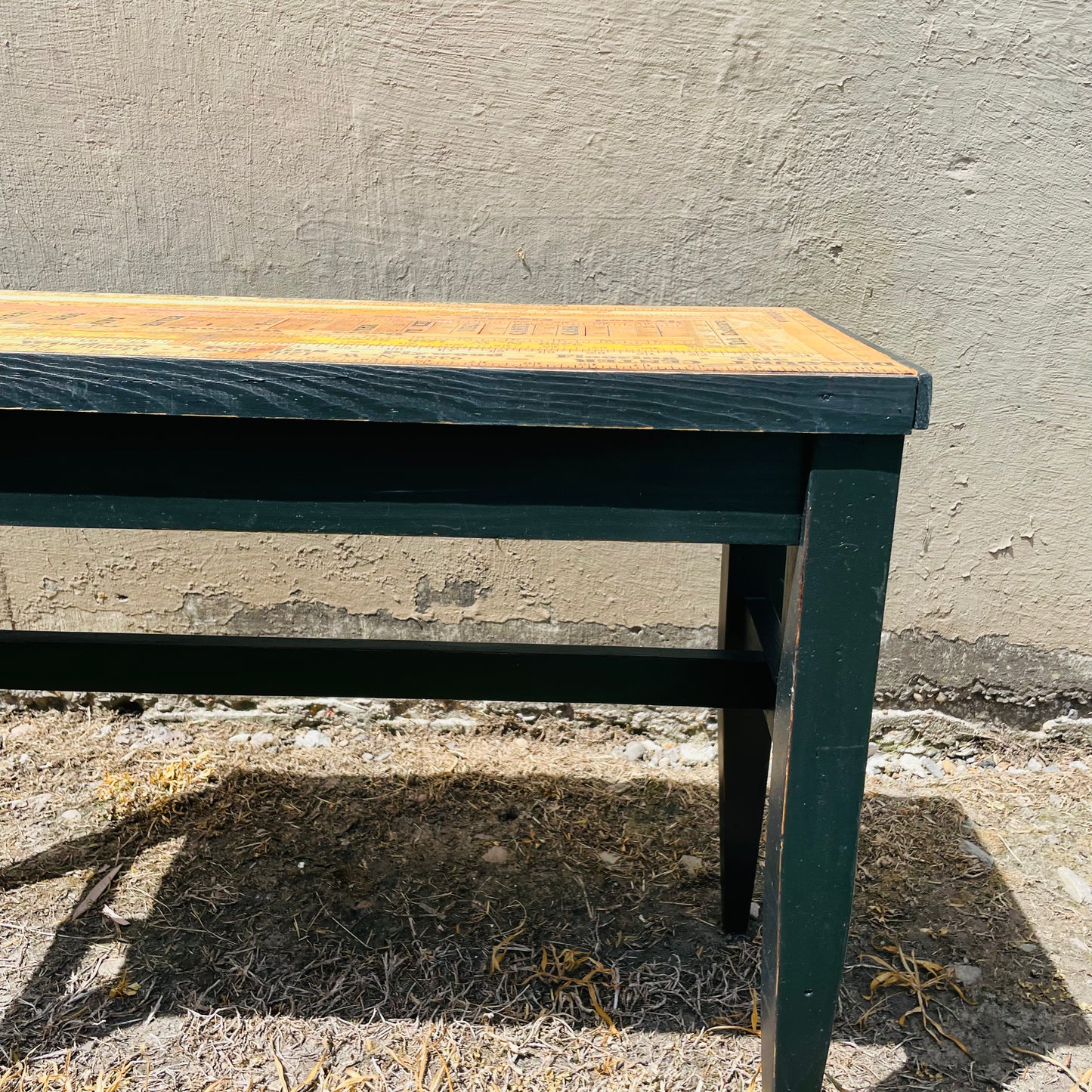 Yardstick Top Side Table- Vintage