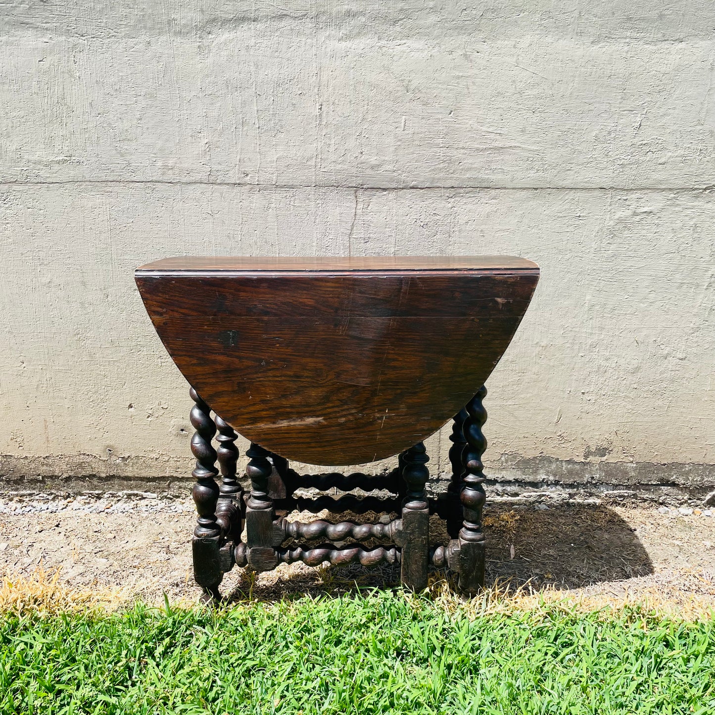 Jacobean Revival Oak Gateleg Drop Leaf Table- Vintage