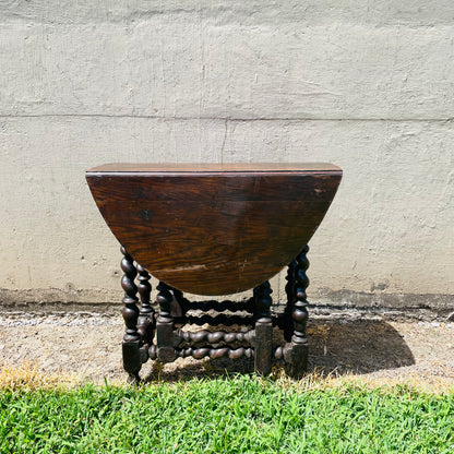 Jacobean Revival Oak Gateleg Drop Leaf Table- Vintage