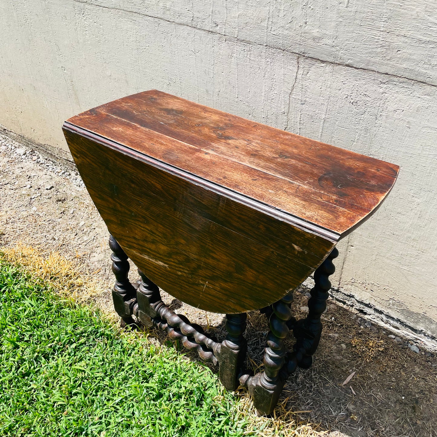 Jacobean Revival Oak Gateleg Drop Leaf Table- Vintage