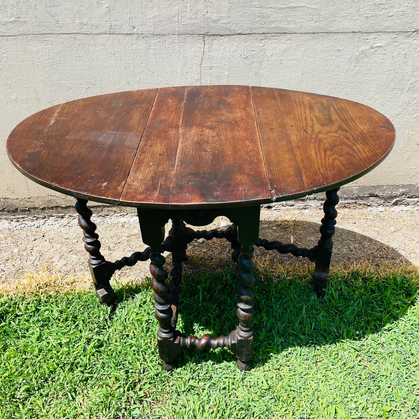 Jacobean Revival Oak Gateleg Drop Leaf Table- Vintage