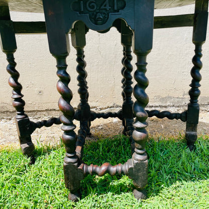 Jacobean Revival Oak Gateleg Drop Leaf Table- Vintage
