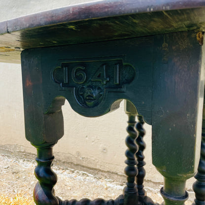 Jacobean Revival Oak Gateleg Drop Leaf Table- Vintage