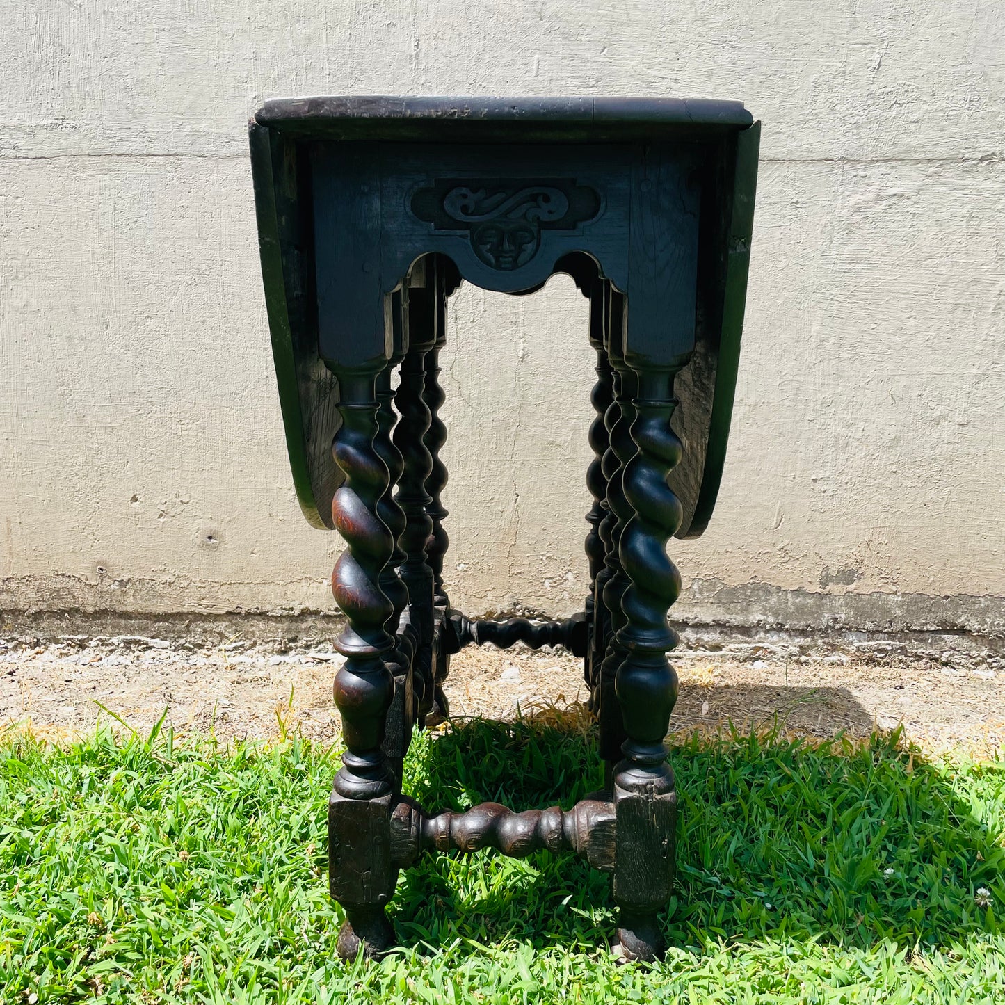 Jacobean Revival Oak Gateleg Drop Leaf Table- Vintage